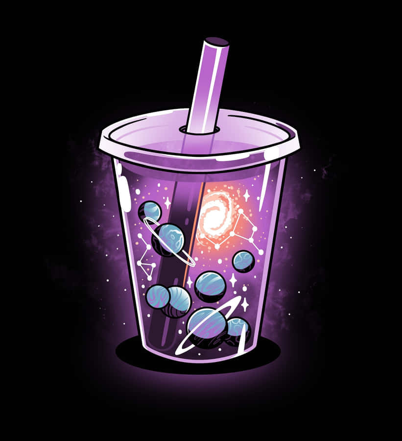 Galactic Boba Tea Illustration Wallpaper