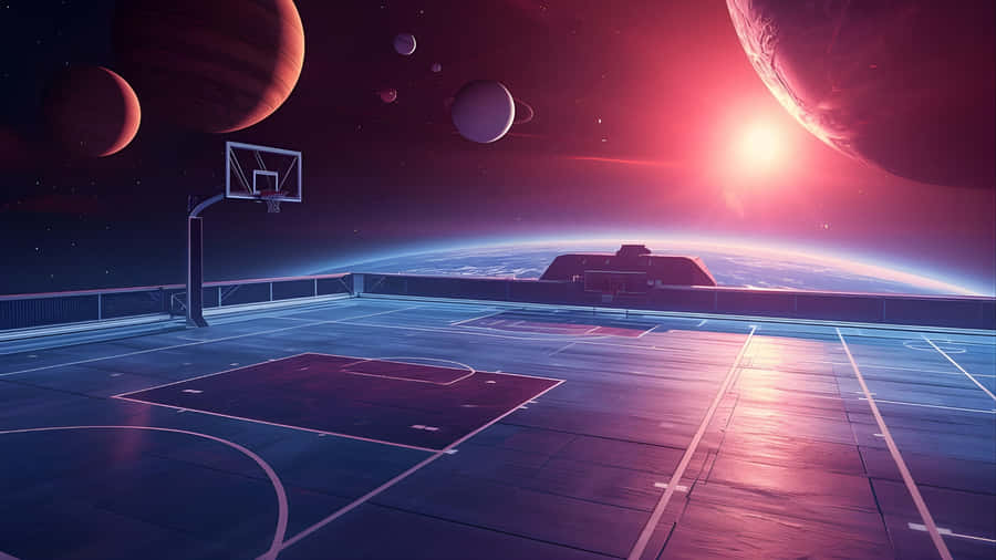 Galaxy Basketball Court Wallpaper
