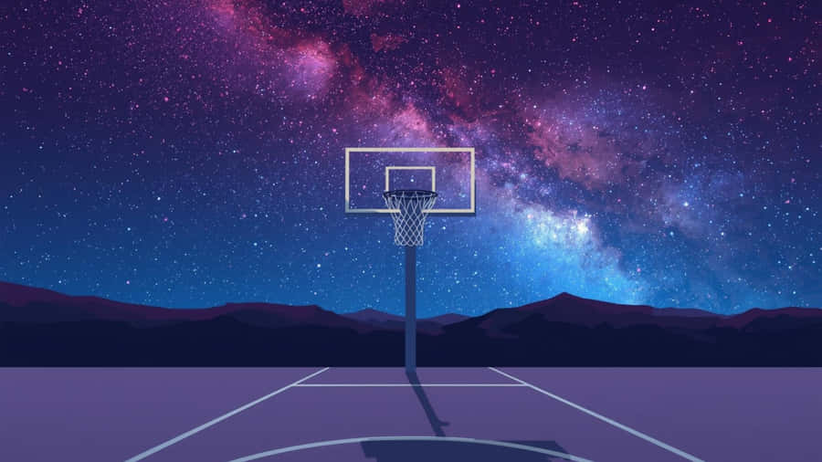 Galaxy Basketball Court Wallpaper