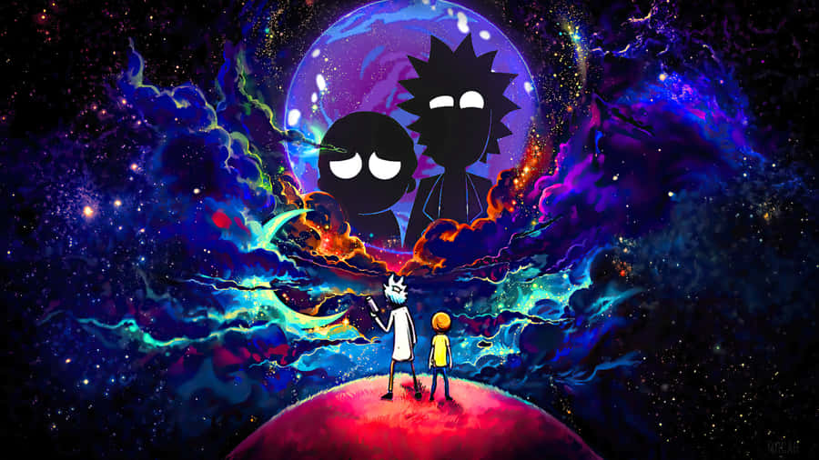 Galaxy Silhouette Rick And Morty Fan Art Wallpaper