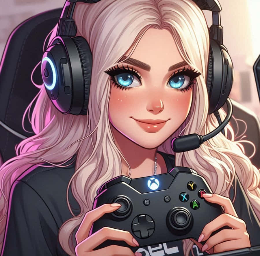 Gamer Girl Pfp With Headset Wallpaper