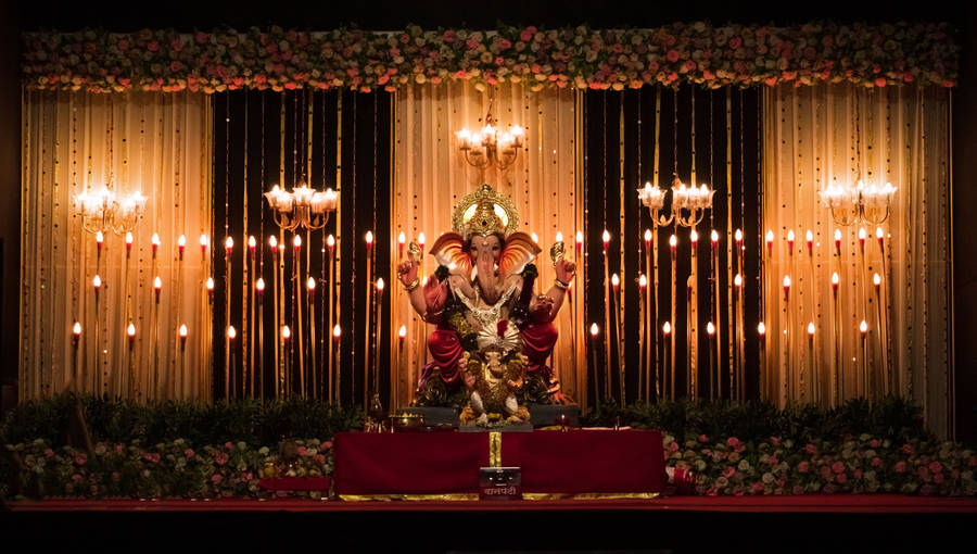 Ganesh Ji Hd On Altar Wallpaper