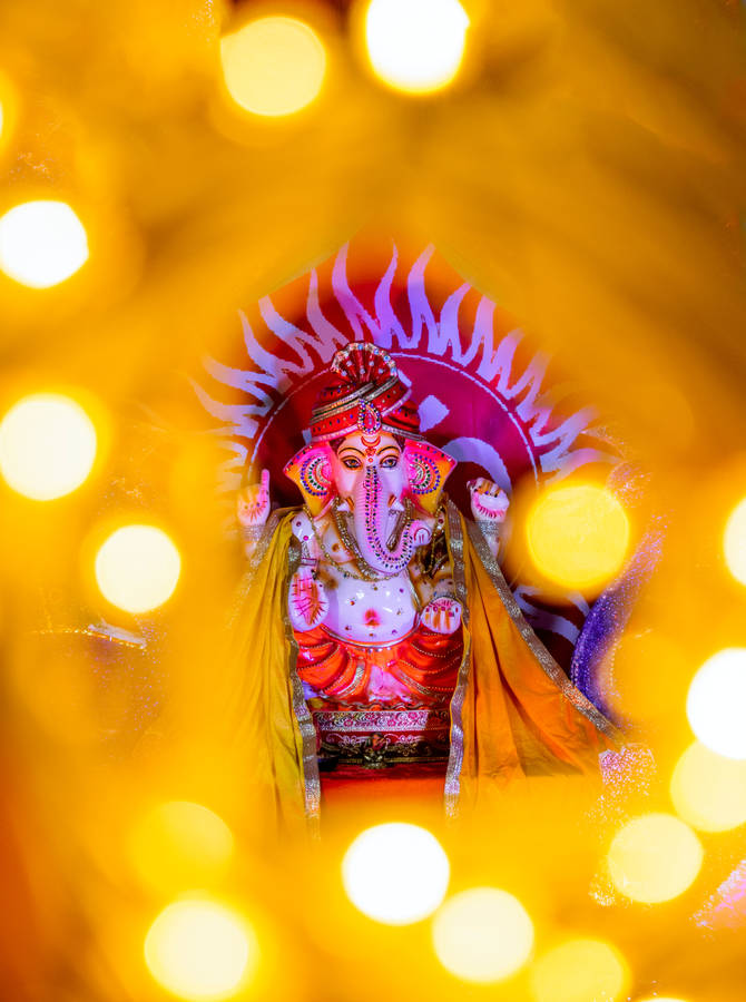 Ganesh Ji Hd Yellow Bokeh Focus Wallpaper