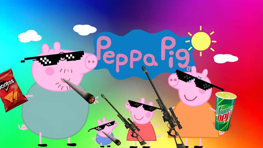 Gangster Peppa Pig Characters Wallpaper