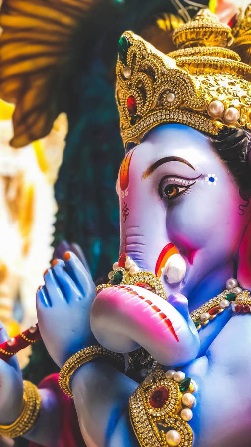 Ganpati Hd Blue Skin Wallpaper