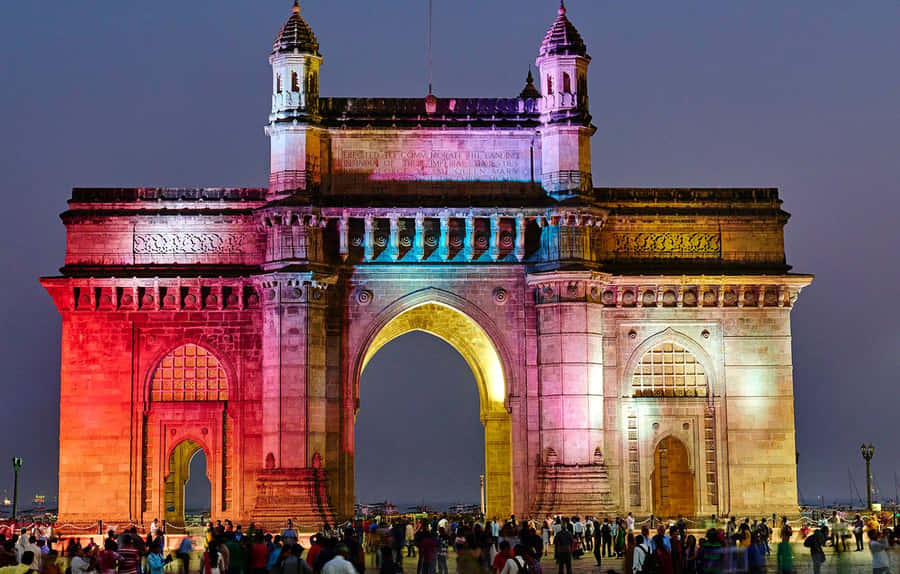 Gateway To India Colorful Lights Wallpaper