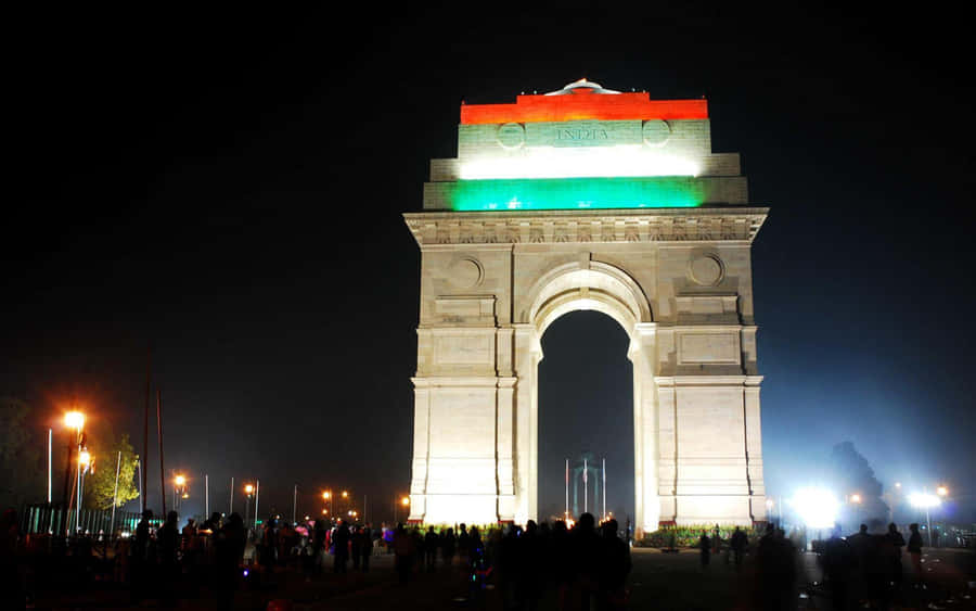 Gateway To India Flag Lights Wallpaper