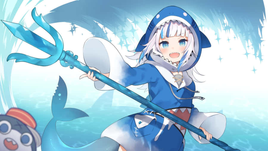 Gawr Gura Anime Style Artwork Wallpaper