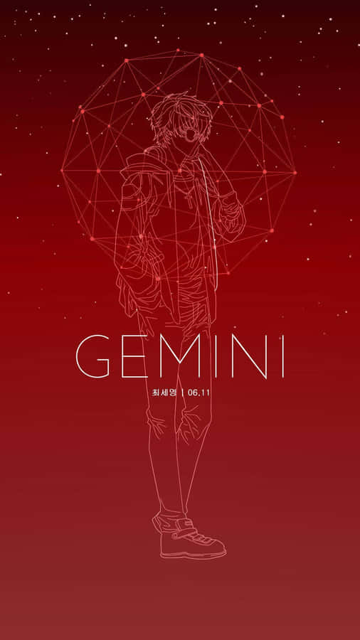 Gemini Zodiac Art Red Background Wallpaper