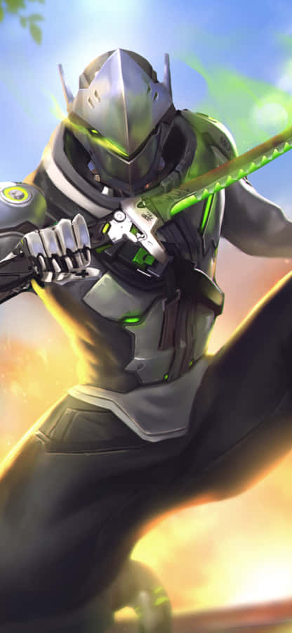 Genji In Action - The Cybernetic Ninja Of Overwatch Wallpaper