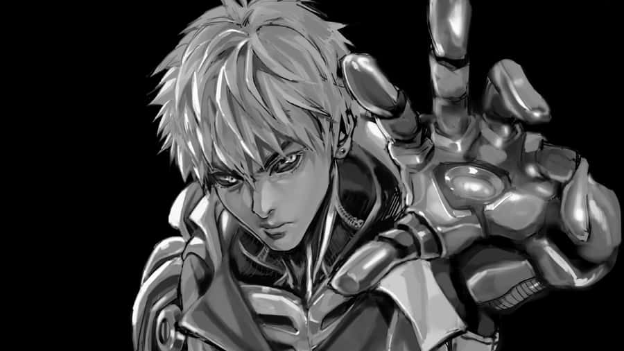 Genos, The Powerful S-class Cyborg Hero In Action Wallpaper