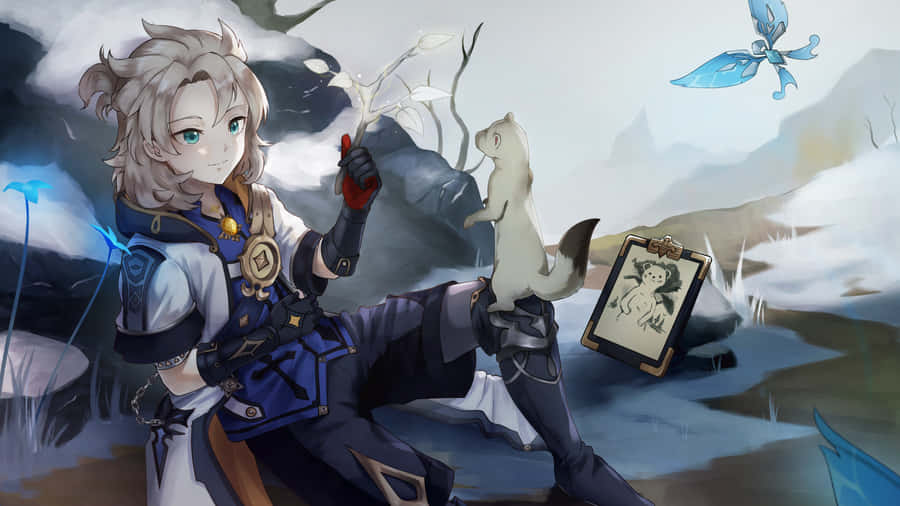 Genshin Impact: Albedo In-game Character Art Wallpaper