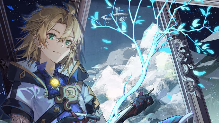 Genshin Impact Albedo Ponders In Dragonspine Mountains Wallpaper