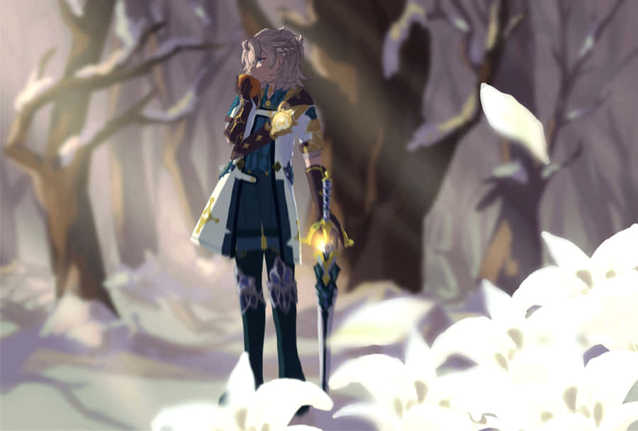 Genshin Impact Albedo With Mysterious Sword Wallpaper