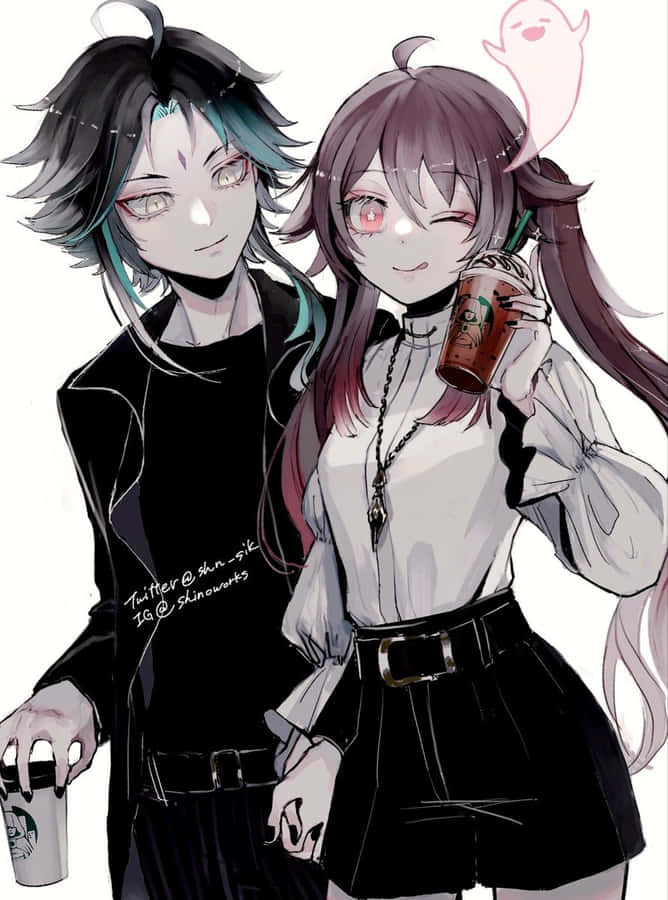 Genshin Impact Duo: Journey Across Teyvat Wallpaper