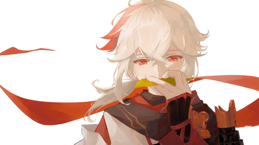 Genshin Impact Kazuha Playing Music With Leaf Wallpaper