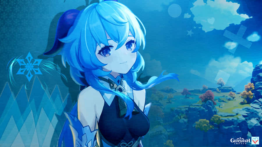 Genshin Impact's Ganyu Gracefully Posing In The Moonlit Forest. Wallpaper