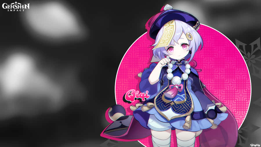 Genshin Impact's Qiqi In A Serene Landscape Wallpaper