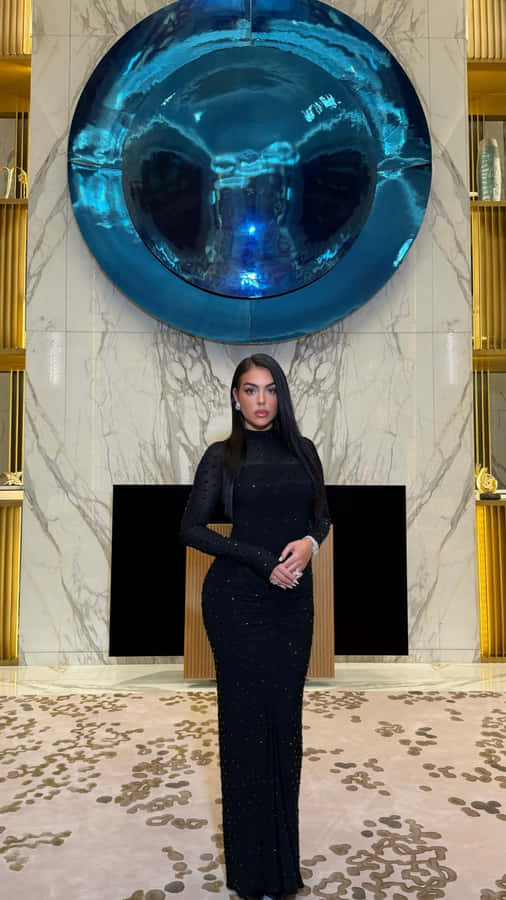 Georgina Rodríguez Elegant Black Dress Wallpaper