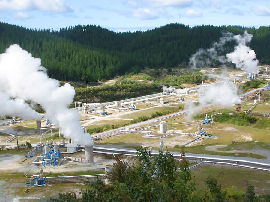 Geothermal Power Plant Landscape Wallpaper