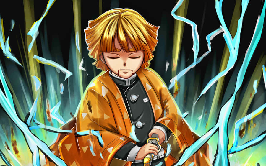 Get Ready To Fight Evil Alongside Zenitsu From Demon Slayer. Wallpaper