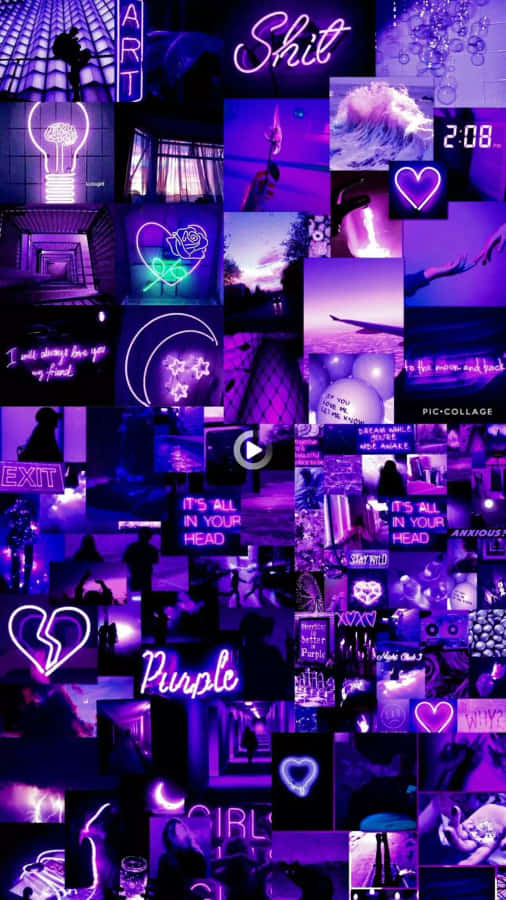 Get Ready To Immerse Yourself In An Experience Of Vivid Purple Neon On This Aesthetic Computer Wallpaper