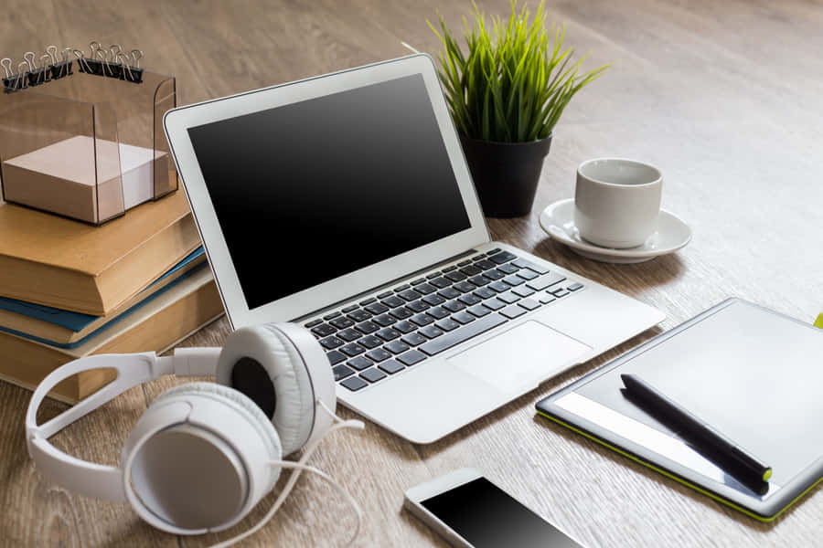 Get Ready To Rock Out With Headphones & Laptop Wallpaper