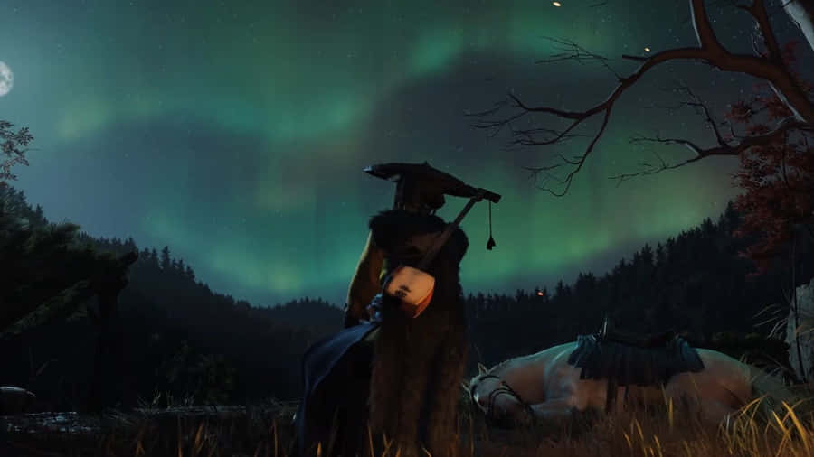 Ghost Of Yotei Mysterious Figure Wallpaper