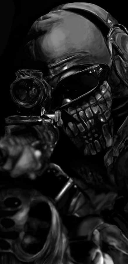 Ghost Operator Blackand White Artwork Wallpaper