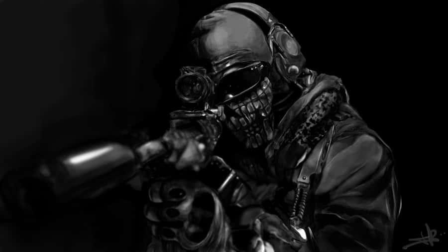 Ghost Operator Blackand White Wallpaper