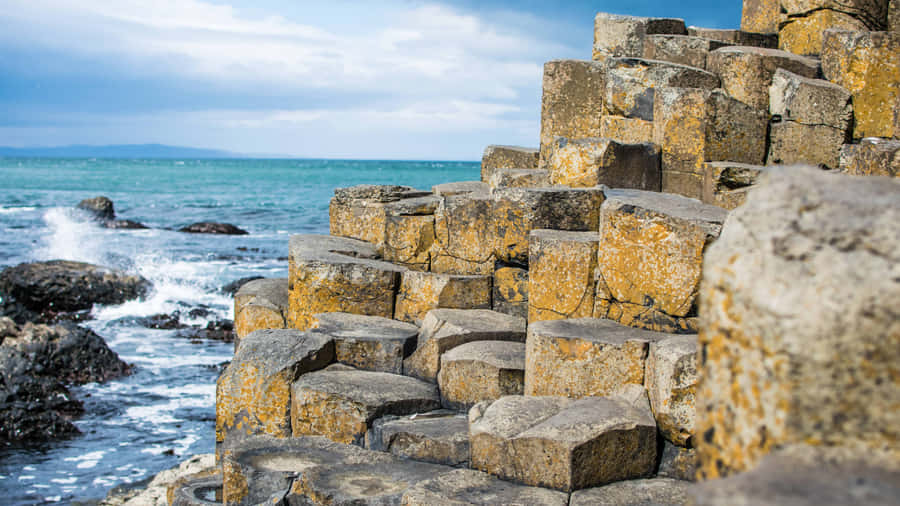 Giant's Causeway Yellow Basalt Rocks Northern Ireland Wallpaper