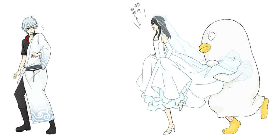 Gintama Charactersin Wedding Attire Wallpaper