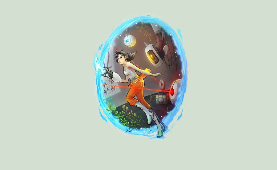 Girl In Portal 2 Art Wallpaper