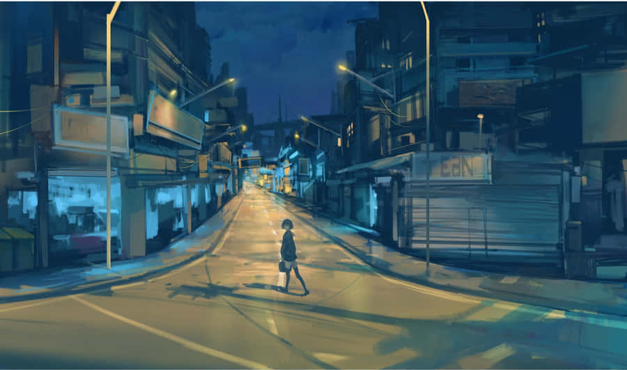 Girl Passing On An Empty Street Wallpaper