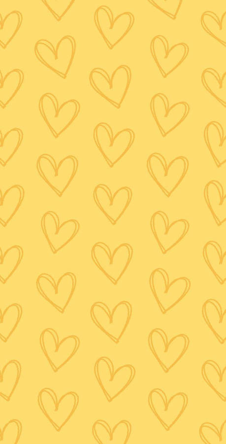 Girly Phone Yellow Hearts Wallpaper