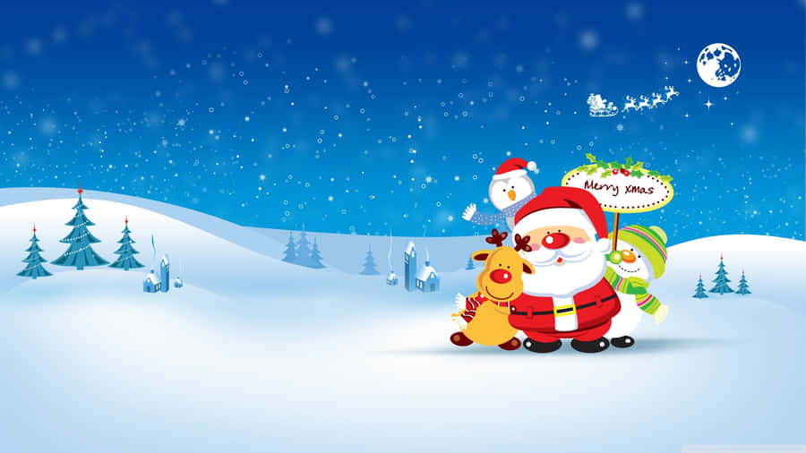 Girly Xmas Santa Cartoon Wallpaper