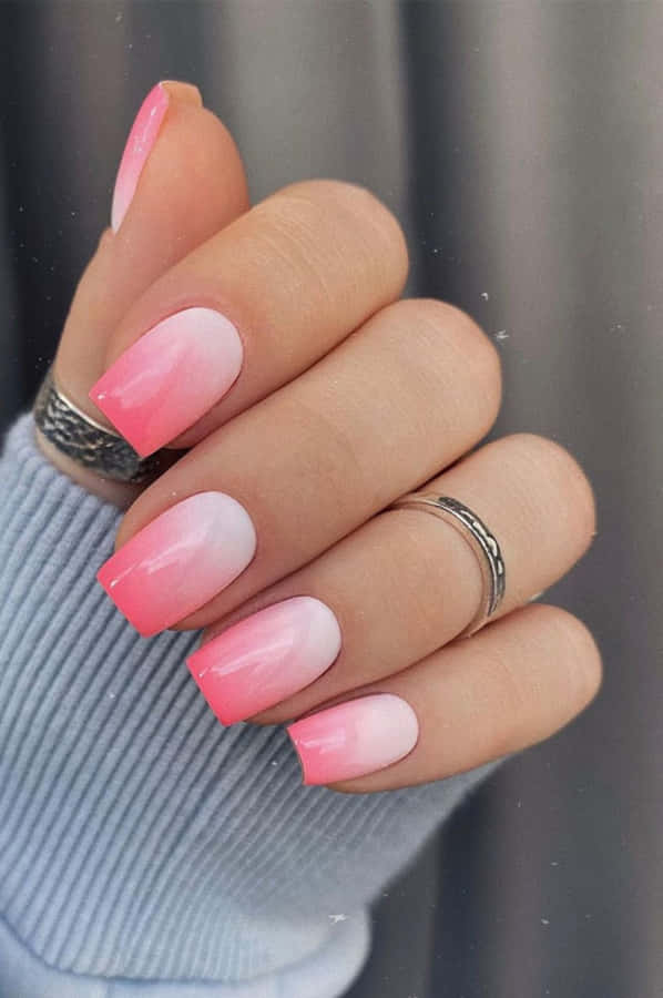 Glamorous Pink Nail Art Design Wallpaper