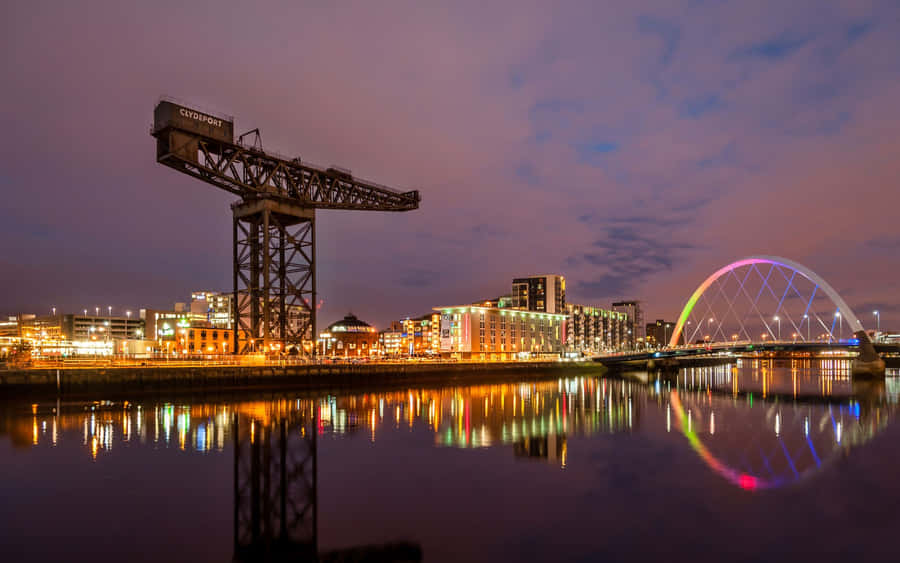 Glasgow Clyde Arc Finnieston Crane Dusk Wallpaper