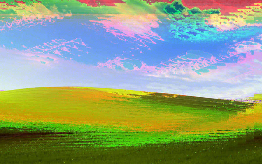 Glitched Windows X P Bliss.jpg Wallpaper