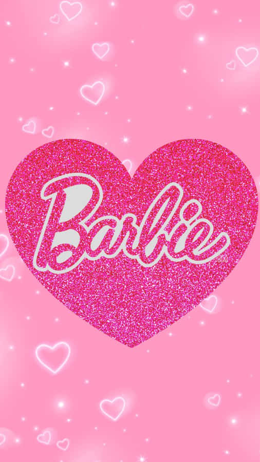 Glittering Pink Barbie Heart Wallpaper