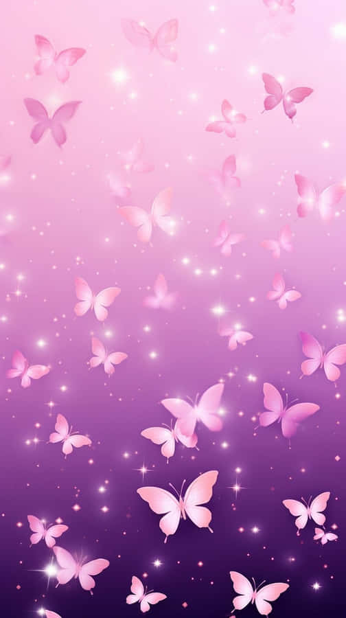 Glittering Pink Butterflies Background Wallpaper