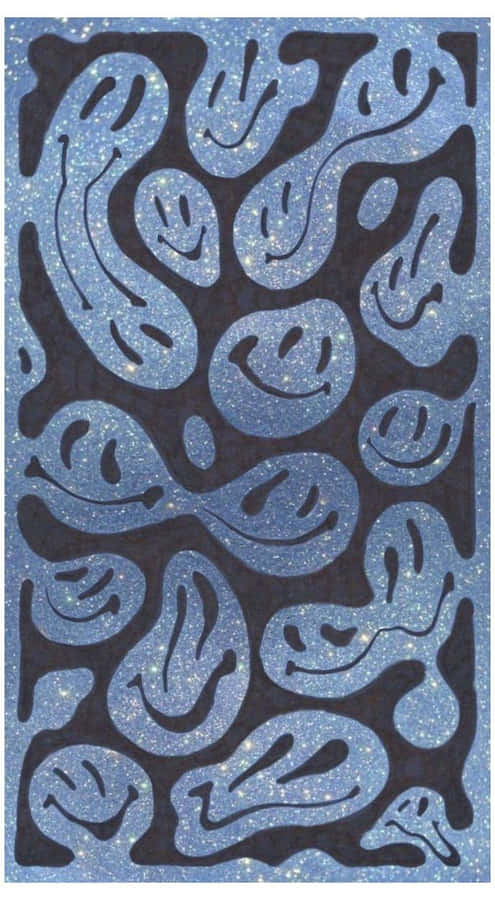Glittery_ Blue_ Smiley_ Pattern.jpg Wallpaper
