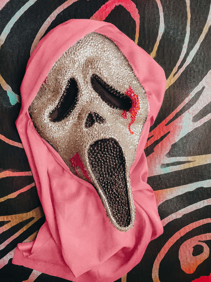 Glittery Ghostface Pink Scarf Wallpaper