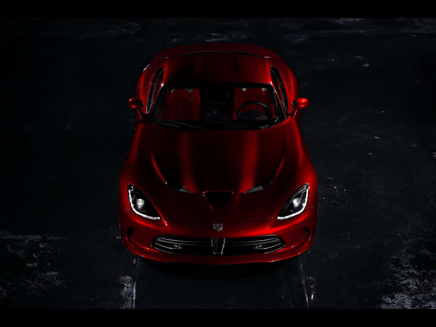 Glossy Red Dodge Viper Top View Wallpaper