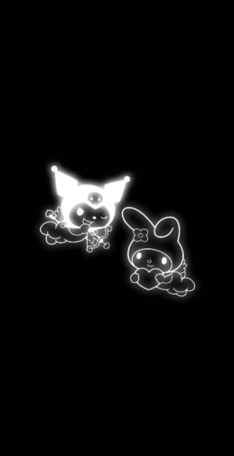 Glowing Digimon Characters Black Background Wallpaper
