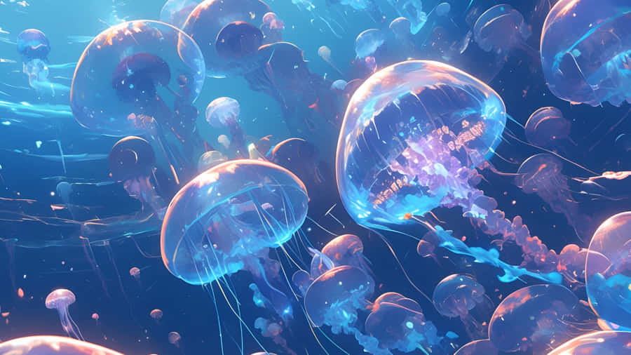 Glowing Jellyfish In Ocean Wallpaper