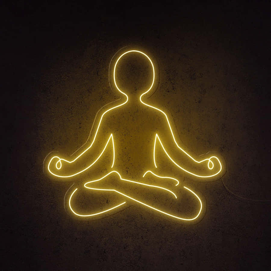Glowing Neon Buddha Meditation Wallpaper