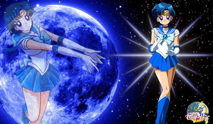 Glowing Sailor Mercury In Space Wallpaper