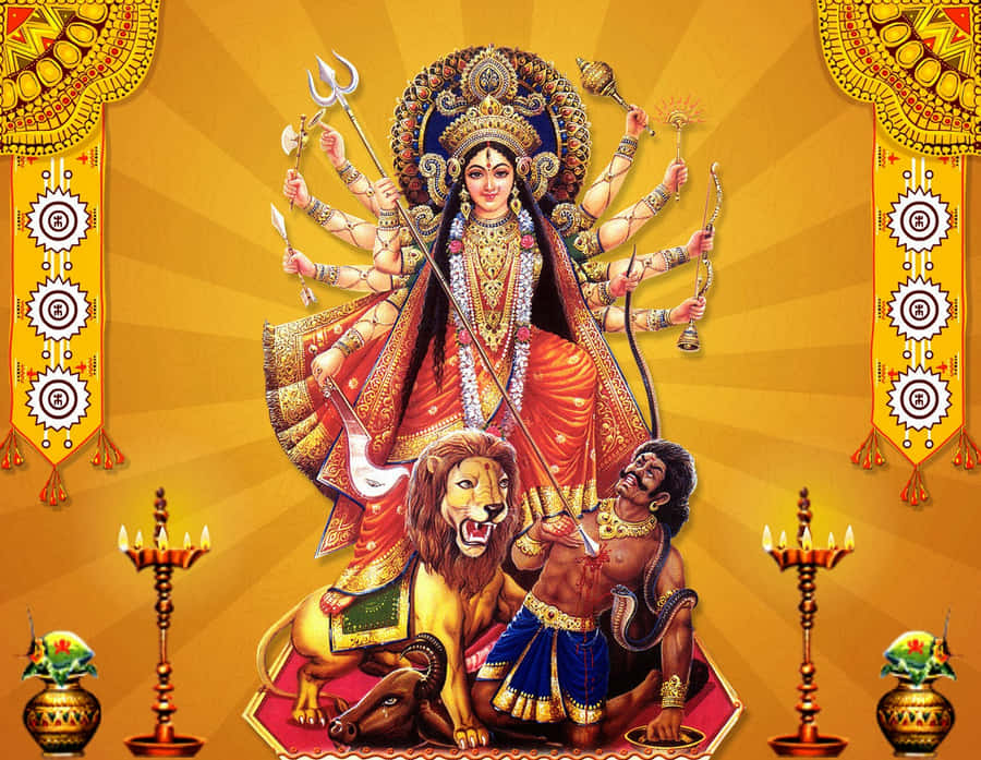 Goddess Durga Multi Armed Form Wallpaper