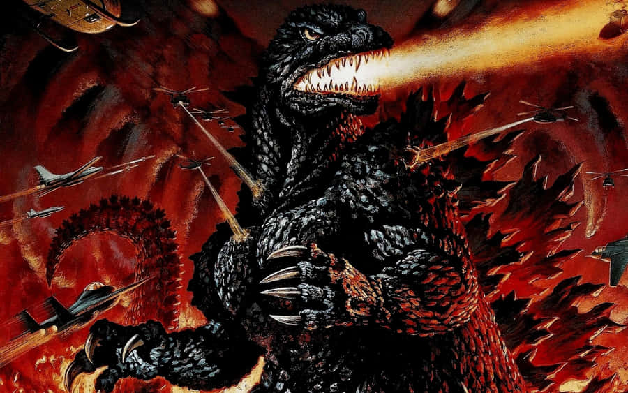 Godzilla 2000 Unleashing Destruction Wallpaper